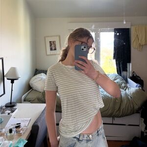 Mint and White Striped Tee